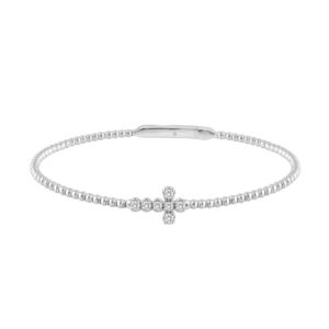9K WHITE GOLD 1/6CT ROUND DIAMOND LADIES BANGLE