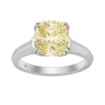 14K WHITE GOLD 3 1/4CT ROUND/YELLOW CUSHION DIAMOND LADIES RING (CENTER STONE YELLOW CUSHION DIAMOND 3CT)